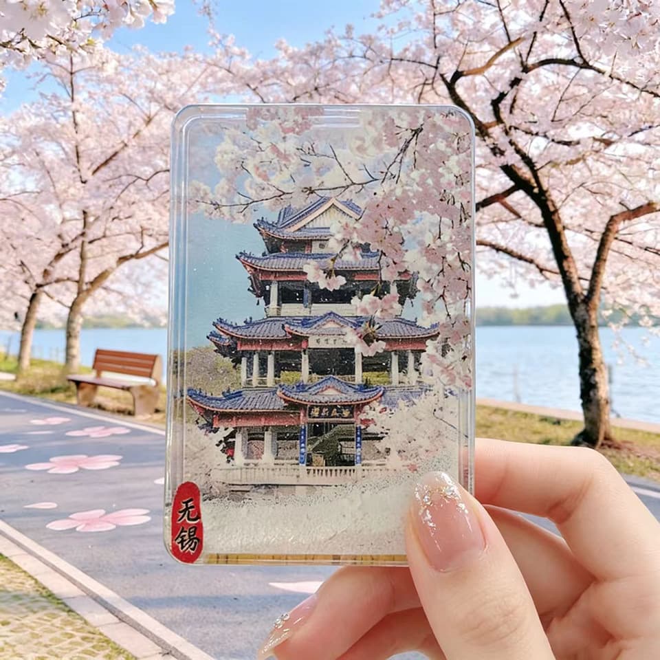 City Cultural Creative Quicksand Fridge Magnet, Popular Xiaohongshu Same Style, High-Quality Travel Souvenir Gift Magnetic Sticker