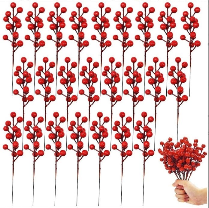 Simulated red berries, red beans, lucky berries, simulated holly berries, lucky berries, home living room decorations, Christmas red berries