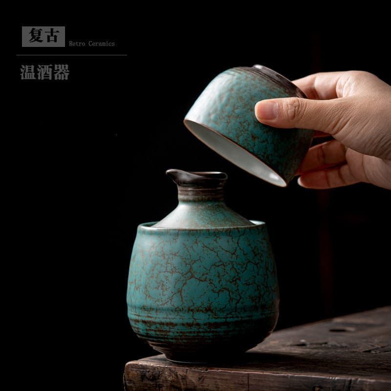 Wine Warmer Home Use Ceramic Heating Pot Traditional Chinese Style Wine Set for Yellow Wine and Baijiu