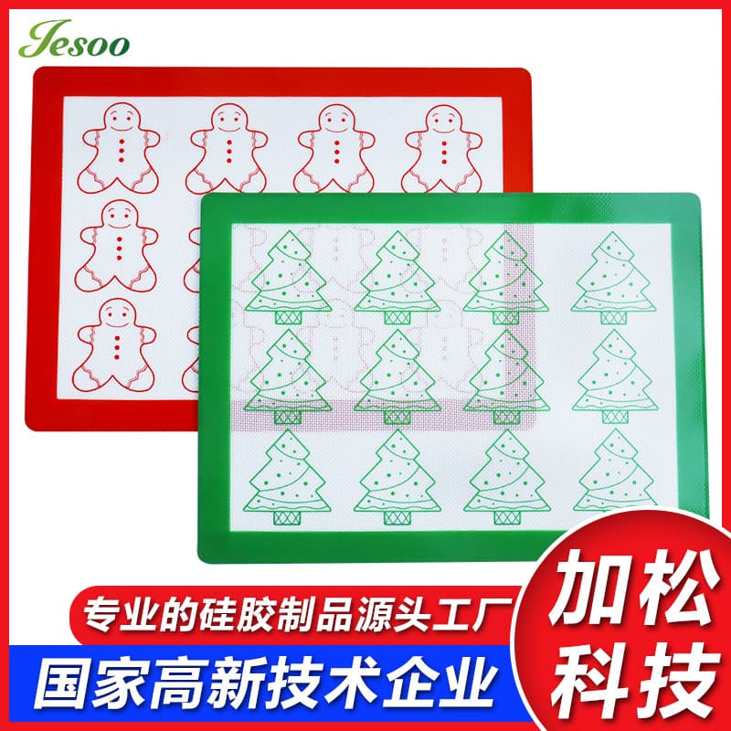 Cross-border Christmas Tree Silicone Baking Non-stick Mat, Gingerbread Man Platinum Thickened Silicone Heat-resistant Non-stick Baking Mat
