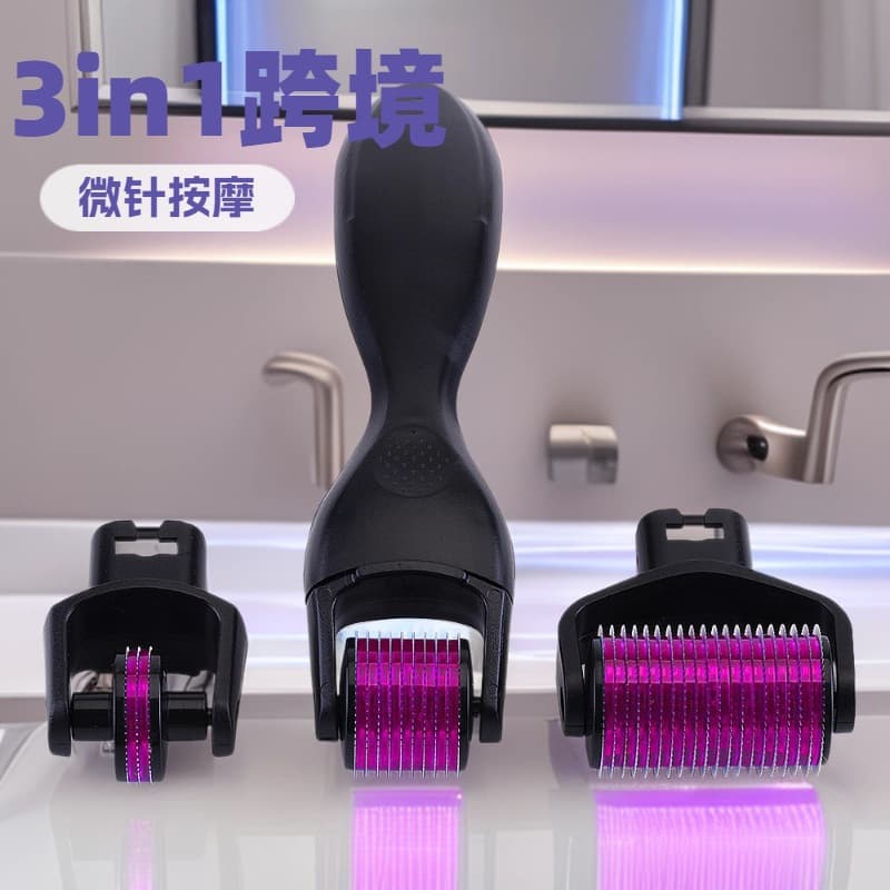 3-in-1 Micro-needle Roller Wheel Dermaroller Massage Set Suitable For Home Use