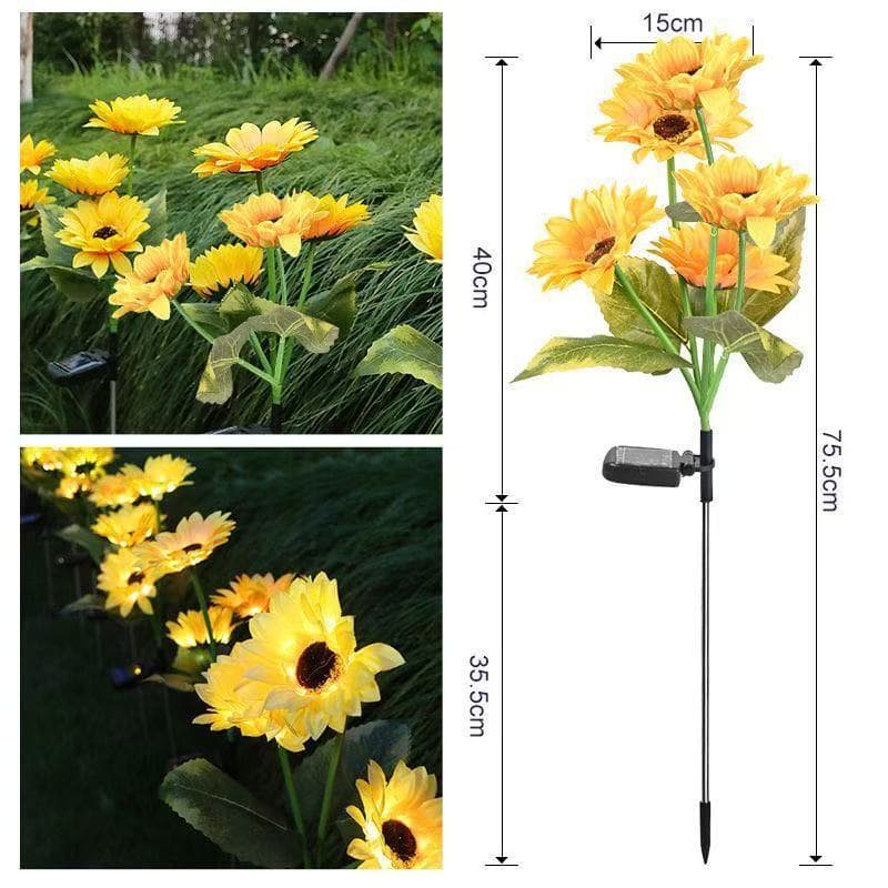 Cross-border LED Light-Emitting Tubes, Sunflower Solar Ground Lights, Outdoor Waterproof Lawn Lights, Garden Villa Balcony Lights