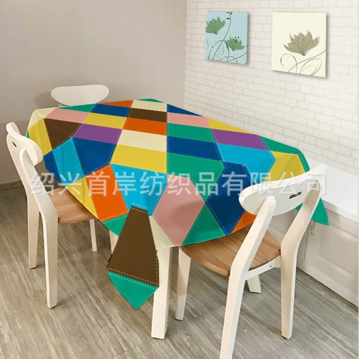 Digital printed cotton-linen tablecloth, personalized tablecloth, wholesale for cross-border e-commerce, fresh dining table