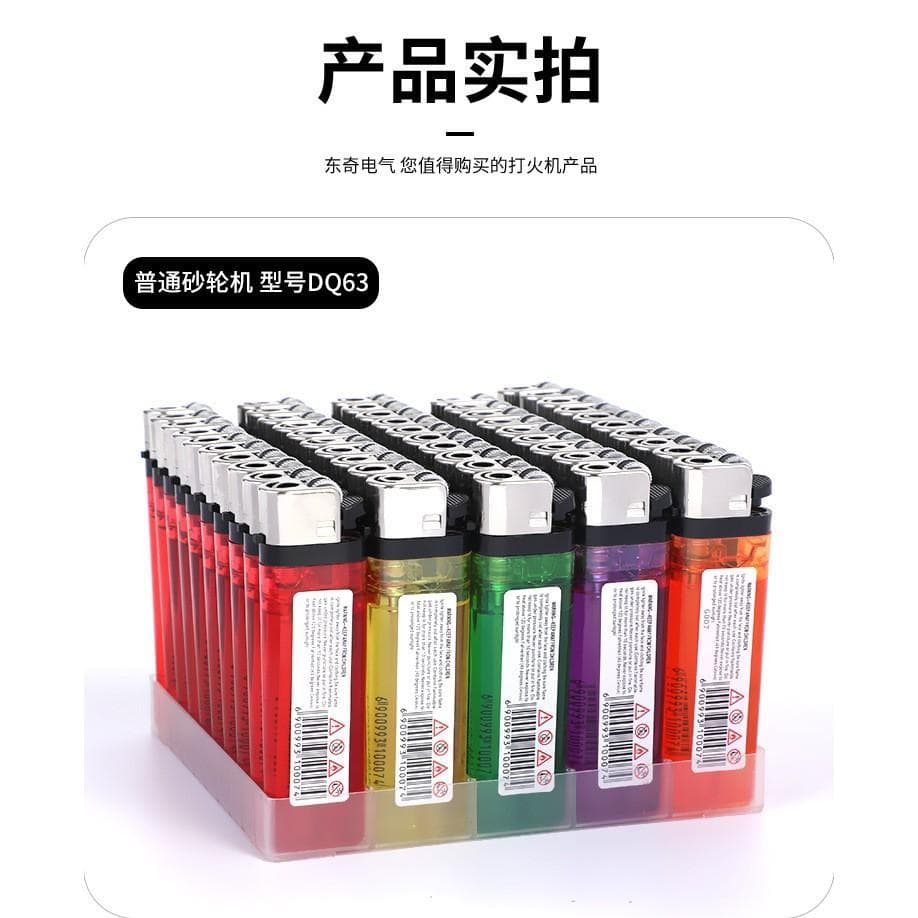 55 60 63 Grinding Wheel Lighter Wholesale Transparent Five-Color Body Open Flame Lighter with Custom Printing and Advertising