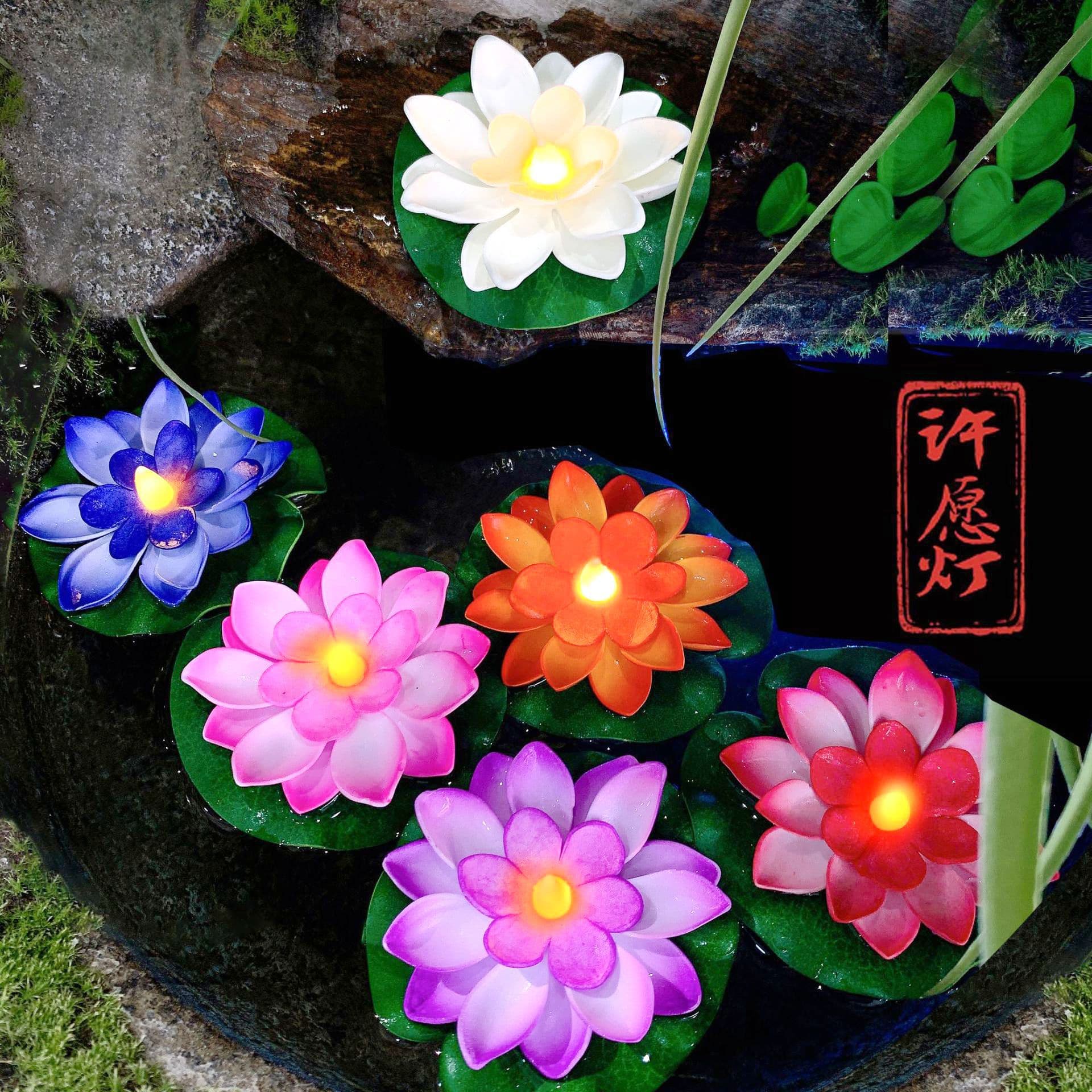 Simulated Lotus Lantern, Candle Lantern, Handheld Lotus Lantern, LED Lotus Lantern for Prayers and Wishes, River Lantern, Floating Water Lantern