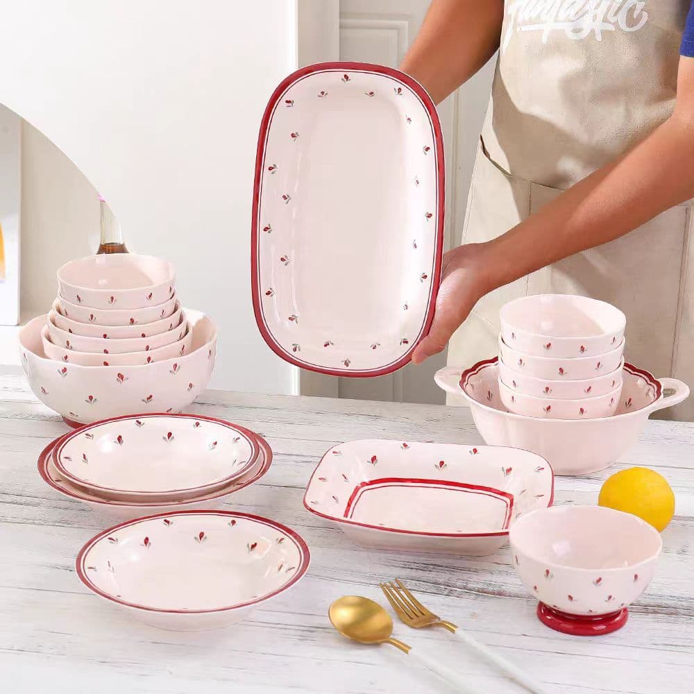 Housewarming Gift Set - Auspicious Bowl, Plate, and Dish Set for New Home, Wedding Gift Box, Household Dinnerware Set