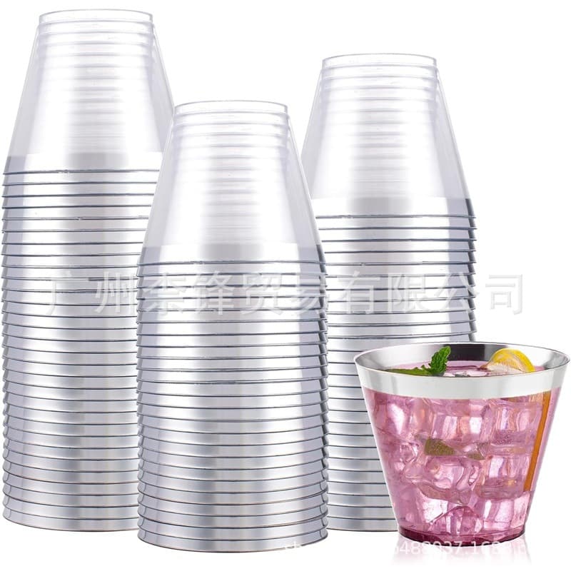 9 oz disposable plastic party cup retro design beer glass crystal clear cocktail glass cold drink cup
