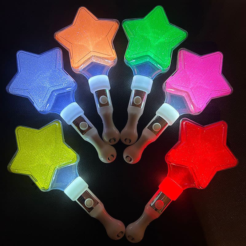 Flash Five-pointed Star Wands, Light-up Heart Sticks, Glow Sticks, Custom Logo Wholesale for Concert Event Cheering Props