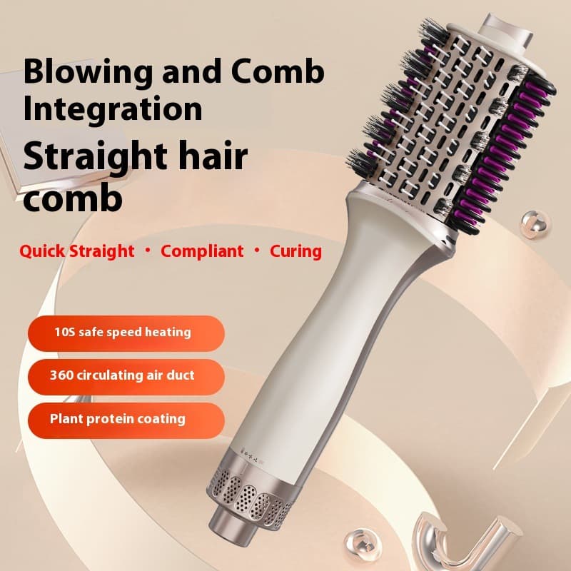 Cross-border 3-in-1 Hot Air Brush Multifunctional Straightening Comb Home Curling Iron Volumizing Comb Hair Dryer Blow Dryer