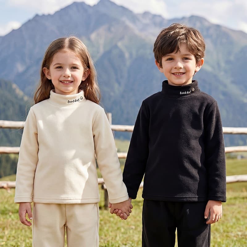 Kids Base Layer 2025 Fall Winter New Stylish Top Boys Girls Fleece Lined Thickened Polar Fleece Sweatshirt Trendy Children's Clothing