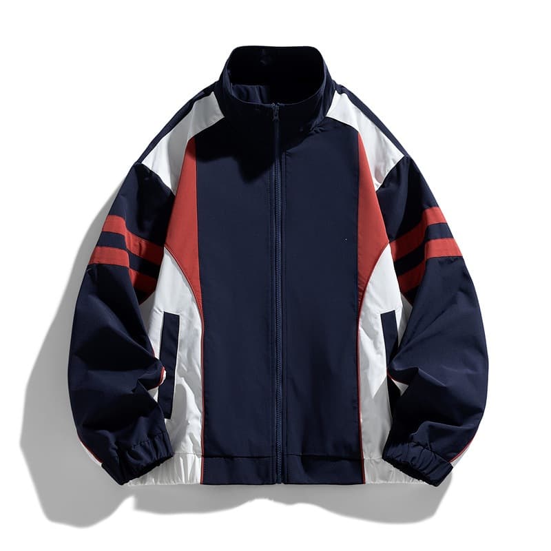 American Retro Contrast Color Stand Collar Jacket for Men and Women 2026 Spring/Autumn New Style Casual Sport Loose Design Versatile