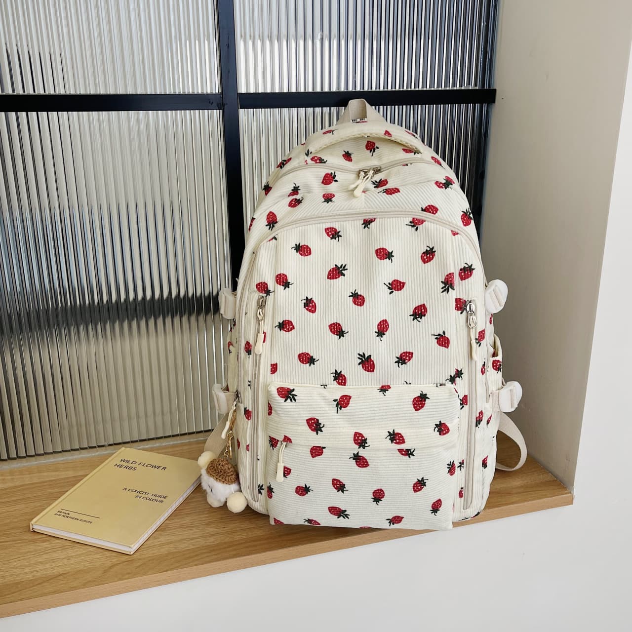 New ins cross-border schoolbag junior high school girls college students corduroy cute backpack casual travel women's backpack