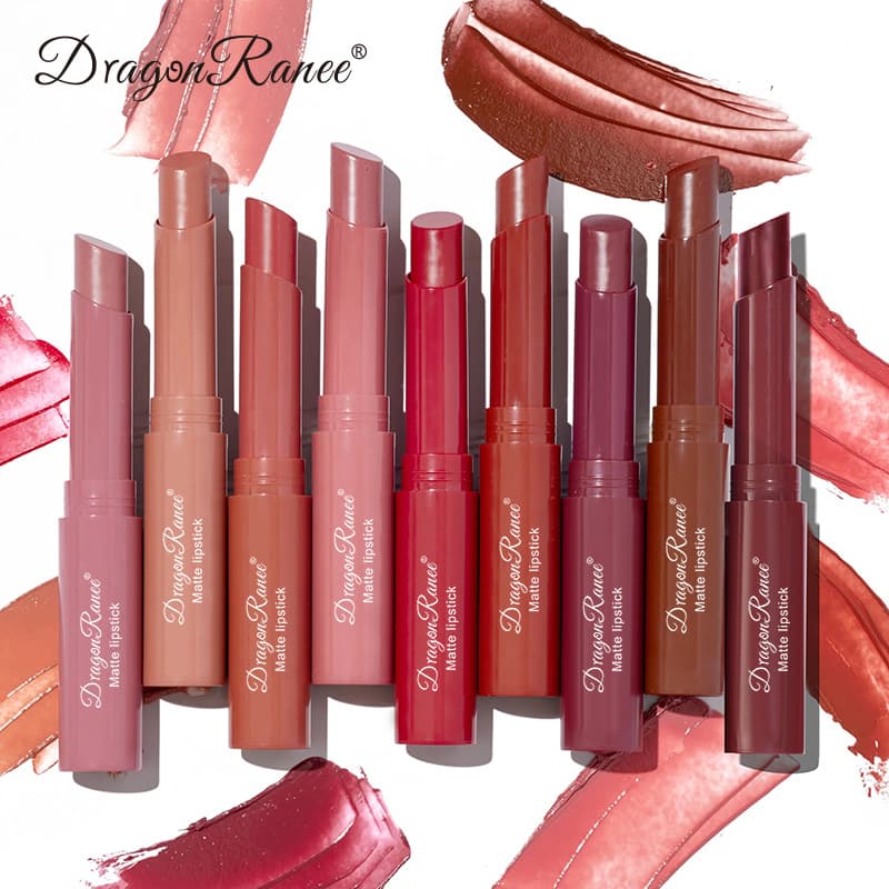 DragonRanee cross-border e-commerce European and American lipstick pencil, lip crayon, matte finish, angled lipstick, nude, bean paste color