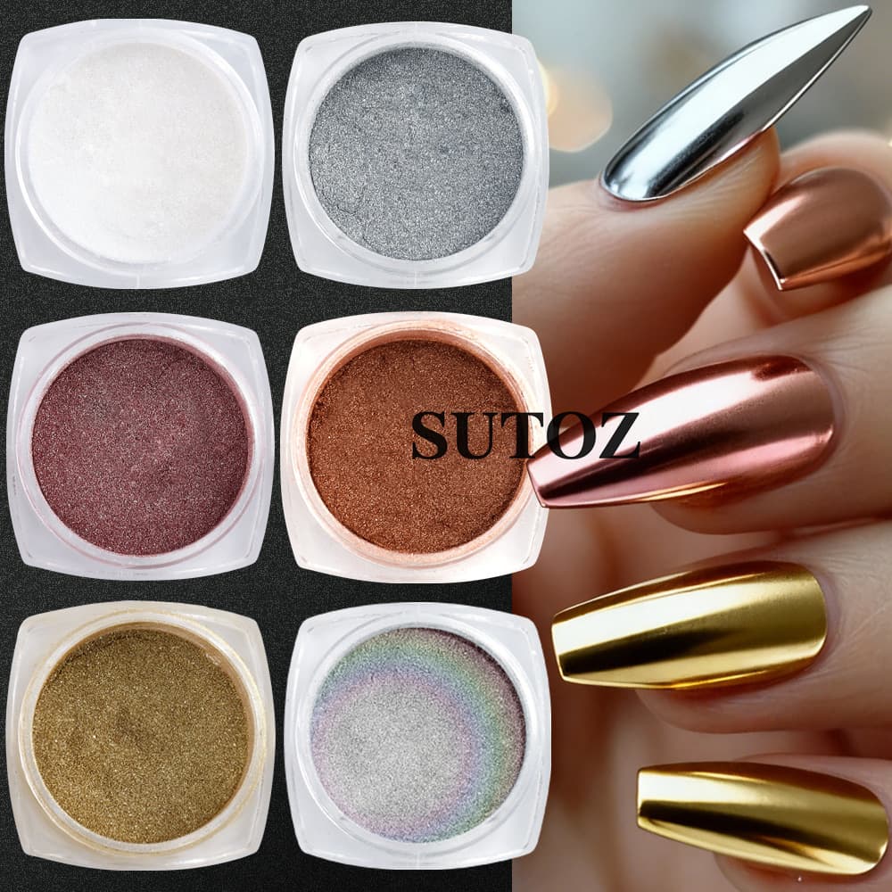 Pinduoduo New Nail Art Mirror Powder Set - Winter Minimalist High-Gloss Mirror Fine Shimmer Mirror Powder Nail Decoration