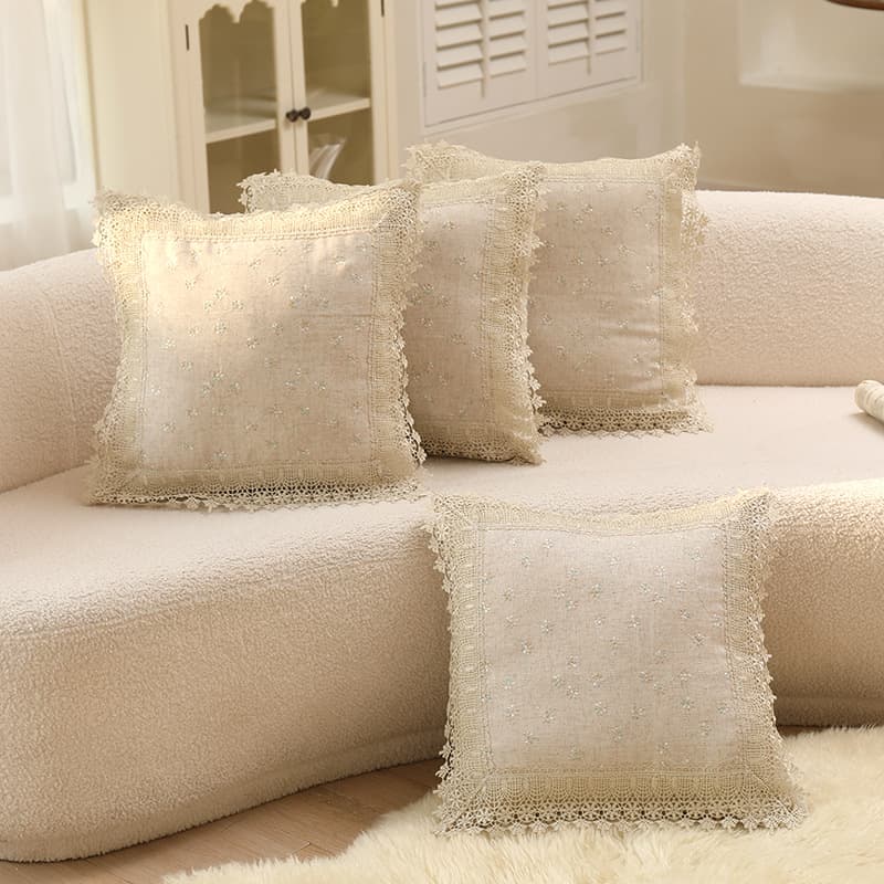Pastoral embroidery lace sofa pillow cover car fabric pillow living room sofa office cushion drop shipping
