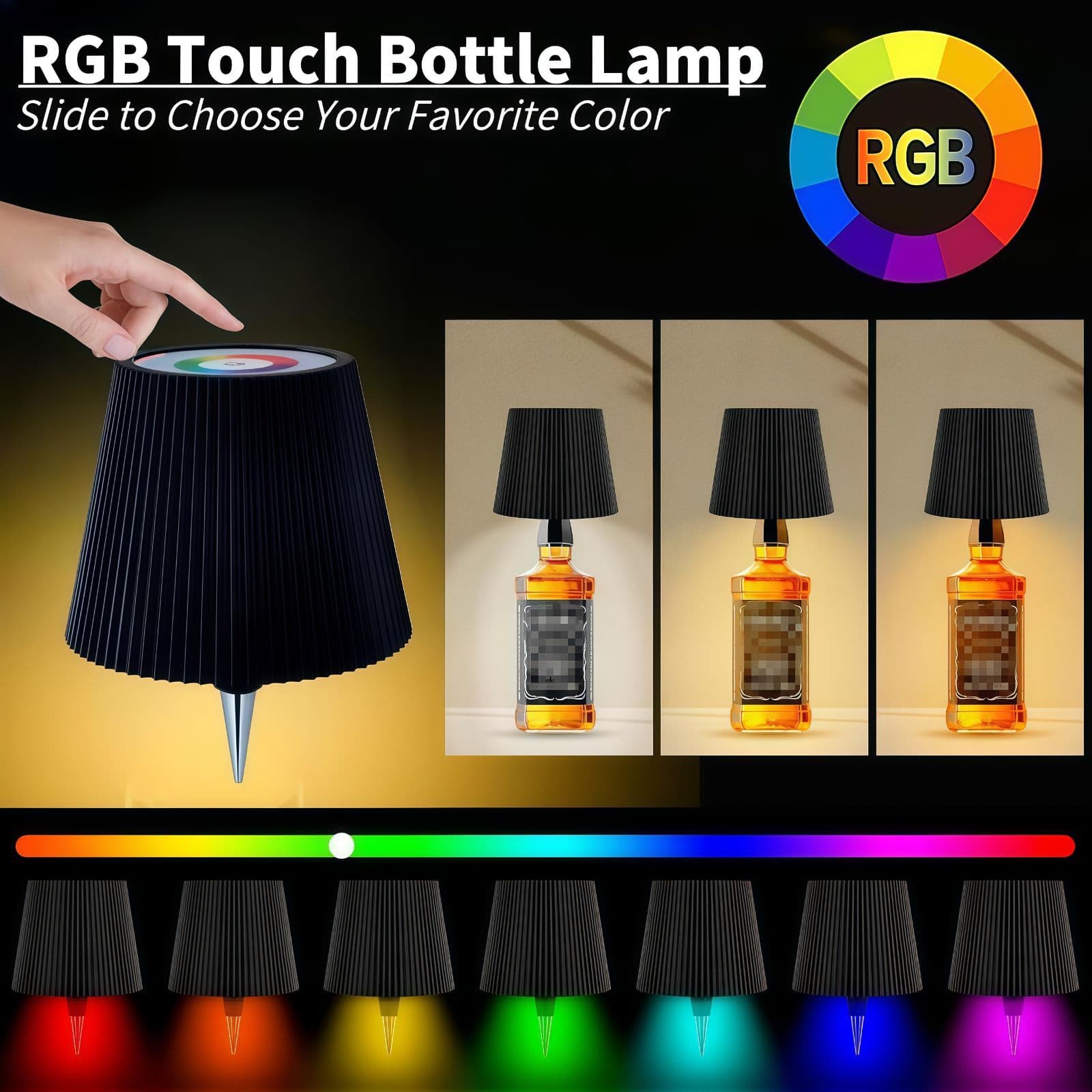 Wine Bottle Lamp, Cross-Border Rechargeable LED Table Lamp, RGB Colorful Night Light, Ambient Light, Plug-In Wine Bottle Lamp, Zhongshan Lighting Fixtures