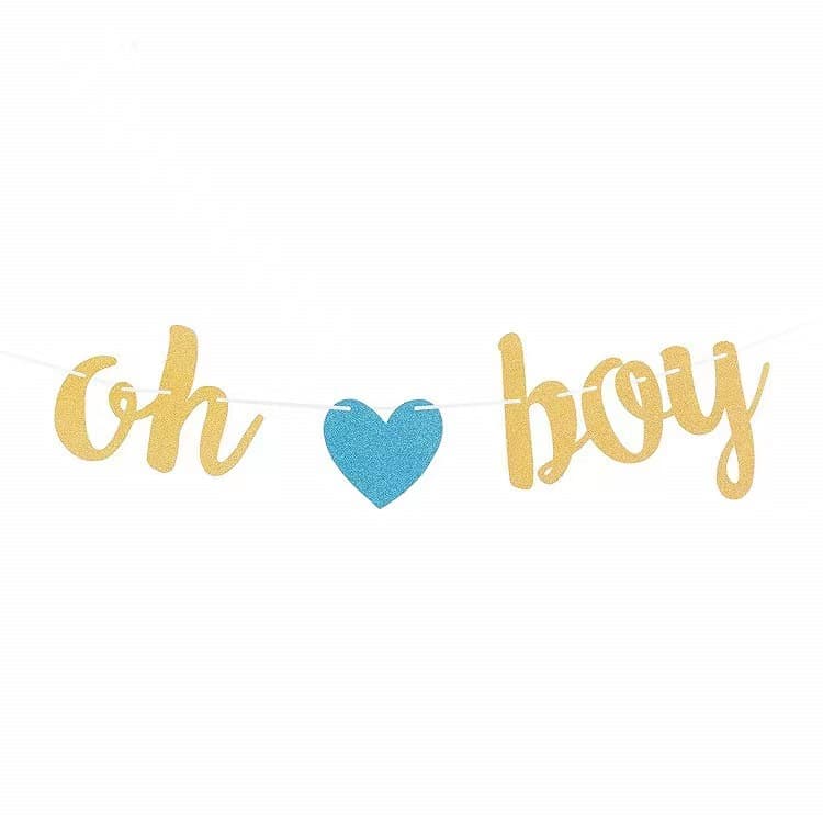 Boy or Girl Gender Reveal Banner Flag, Oh Baby We Love You, Boy Girl Party