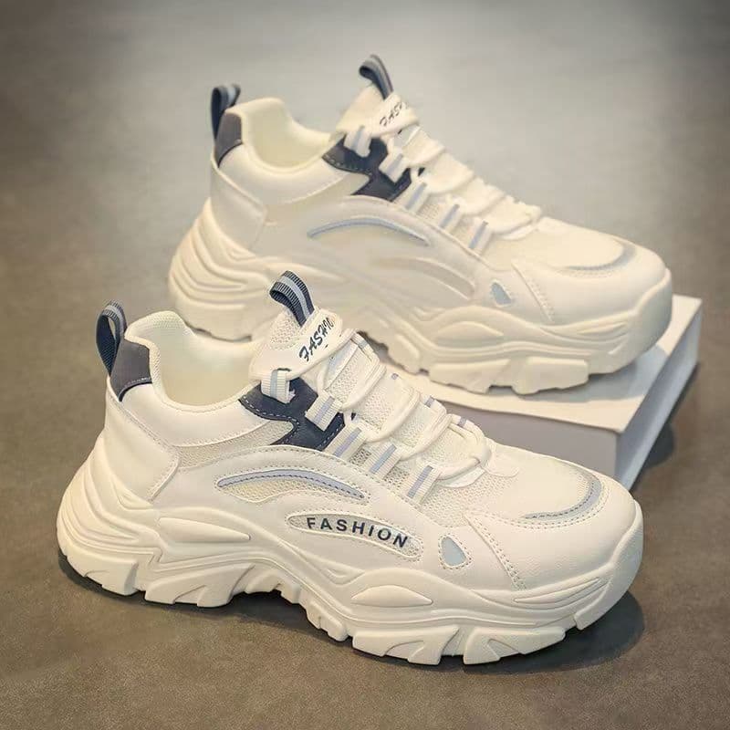 Men's Winter Mesh Breathable Youth Sports Anti-Slip Casual Shoes Thick Sole Heightening Running White Dad Sneakers