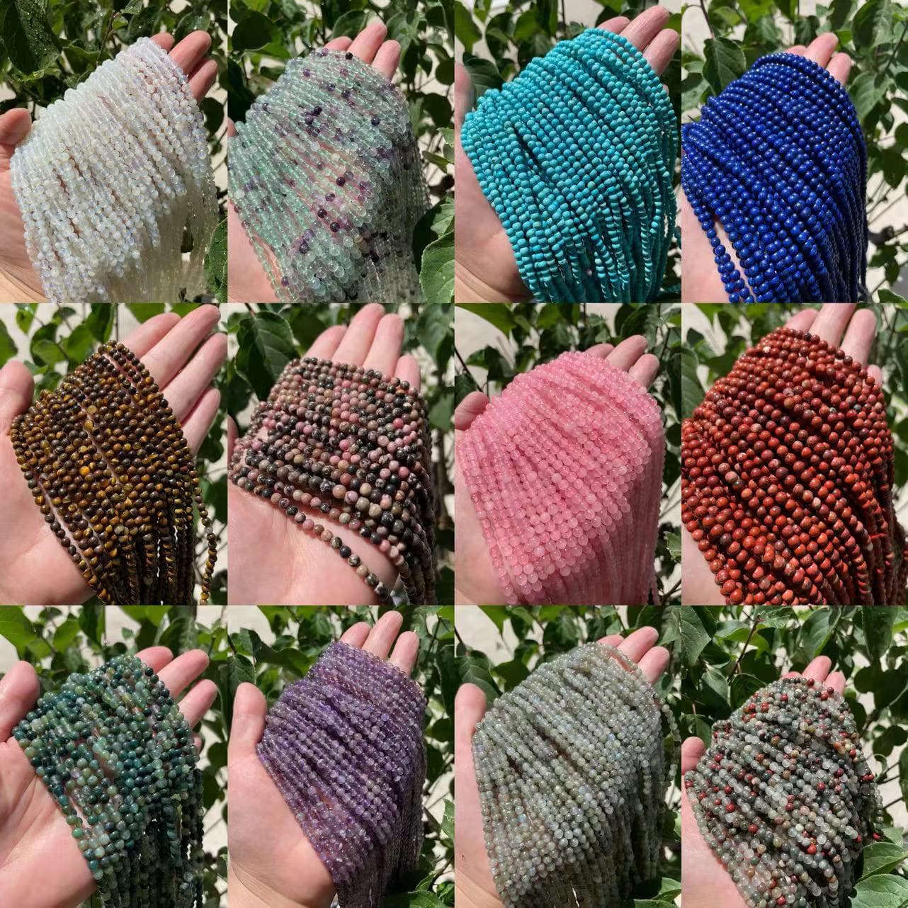 Gemstone Beads 8mm 4mm Natural Semi-Precious Stone Loose Beads Rose Quartz Amethyst Tiger Eye Bracelet Ring Beads