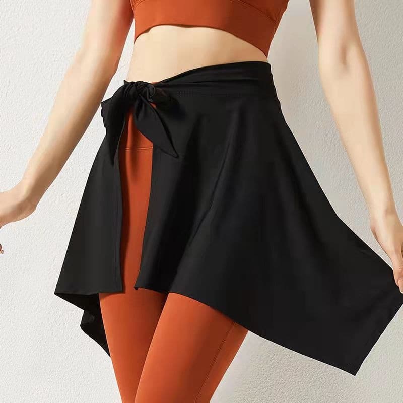 One-Piece Drawstring Yoga Skirt Overlay Shark Pants Quick-Dry Hip Cover Base Layer Women's Fitness Mini Skirt Hem