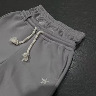 Cross-border 2025 New Trend Double Waist Five-Point Star Embroidery Couple Casual Loose Fake Two-Piece Wide-Leg Sweatpants Wholesale