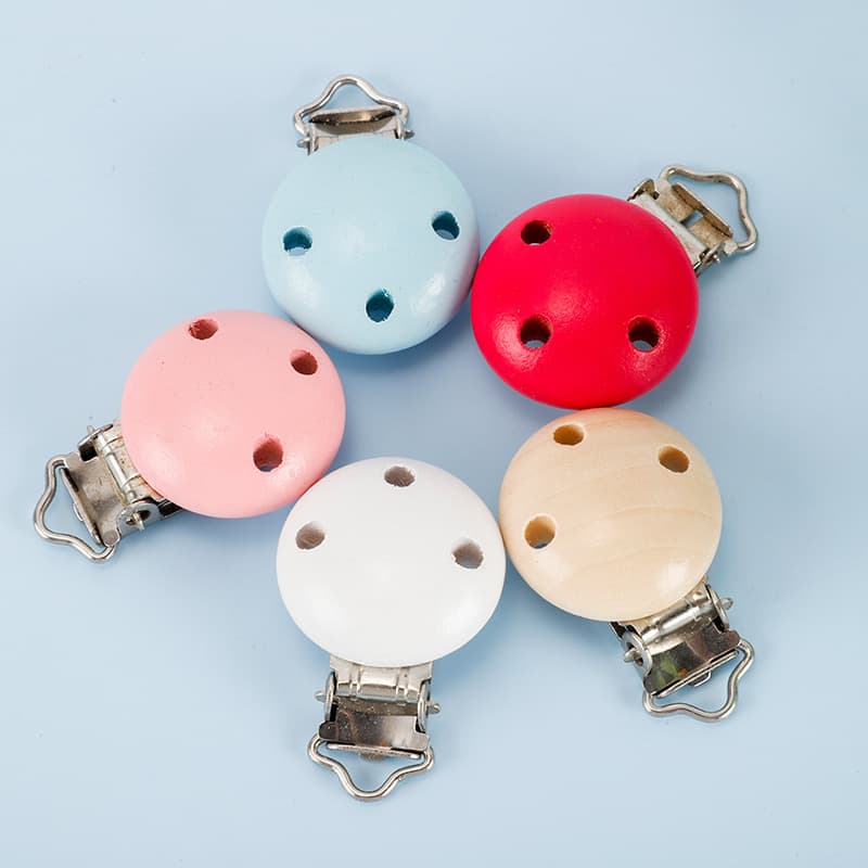 Beech Wood Teething Pacifier Clip Toy with Soother for Infants, Anti-Drop Chewable Teether