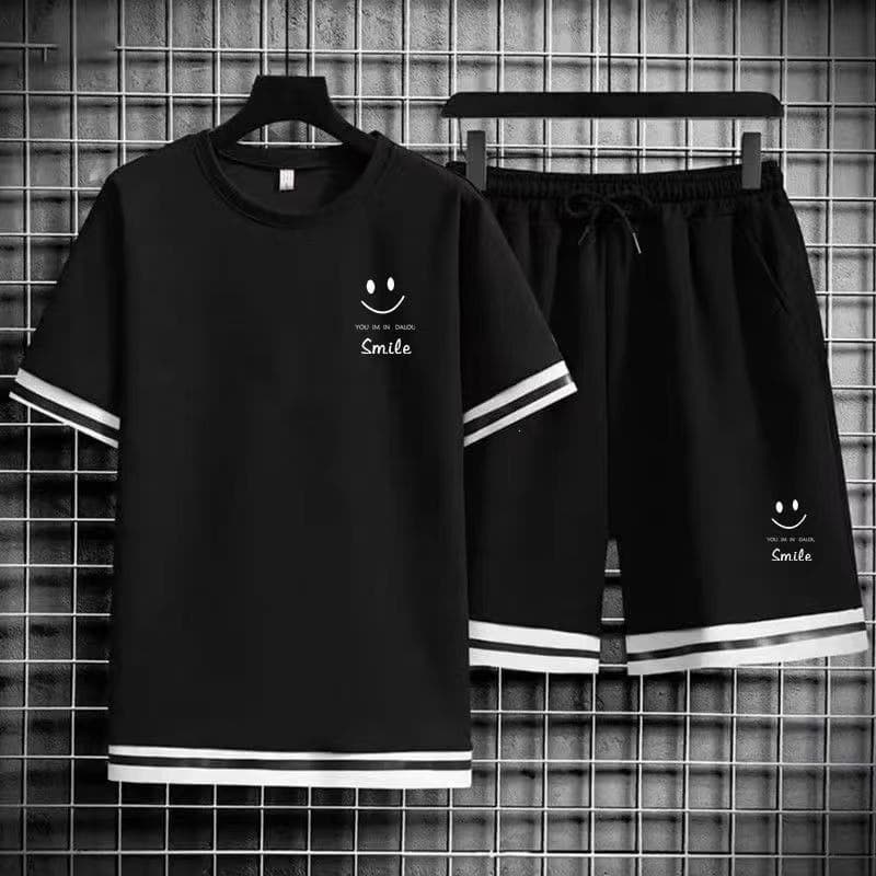 2-Piece Campus Style Sportswear Set Loose Trendy Short Sleeve Shorts Thin Summer Casual New Set