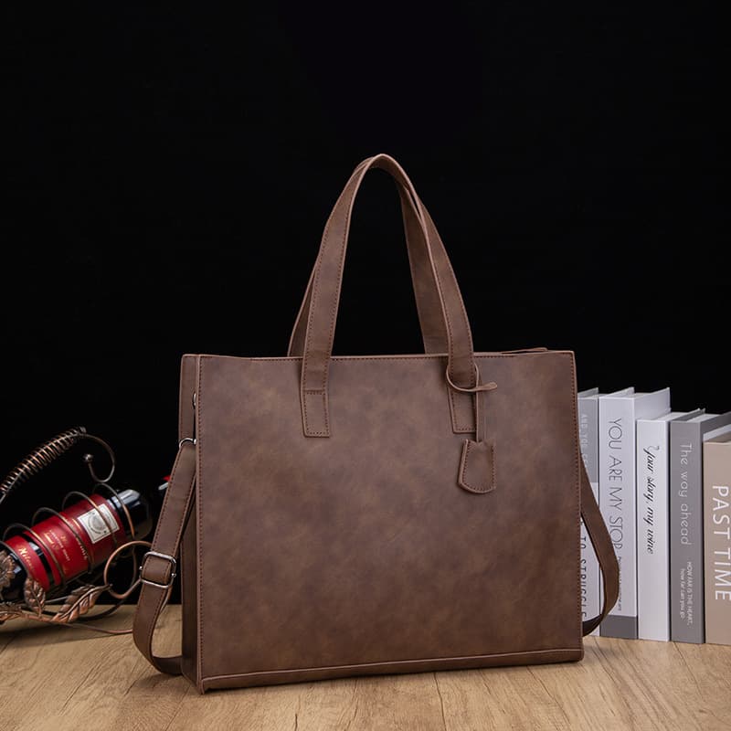 Tote Bag Men Korean Style Horizontal Fashion Versatile Leather Bag Trendy Crossbody Handbag Men's Shoulder Bag Vintage Bag