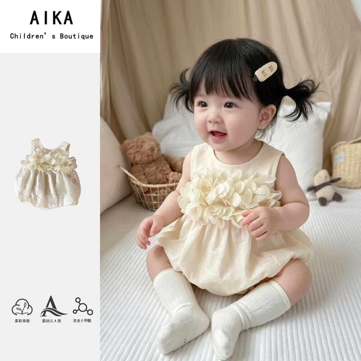 Baby Summer Thin Vest Floral Mesh Romper Bodysuit Dress for Girls One-Year-Old Infant Onesie