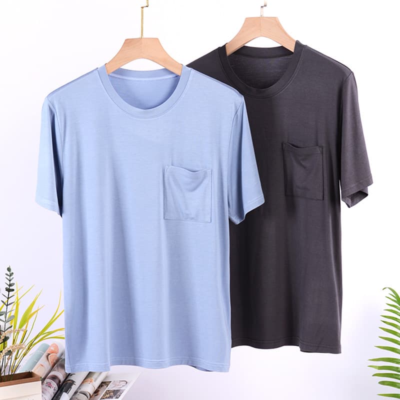 Men's summer pajama top, single piece, modal men's short-sleeved T-shirt, can be worn as outerwear, pullover, loungewear
