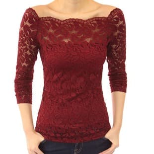 2023 European American eBay AliExpress Hot Selling Off-shoulder Lace Trim One-shoulder Long Sleeve Hollow Lace Top