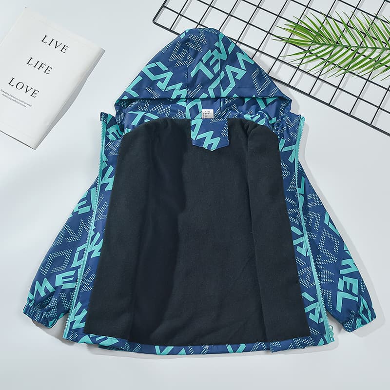 Fleece Lined Windproof Jacket for Boys Baby Boy's Hooded Windbreaker Coat Casual Winter Outerwear Children's Clothing