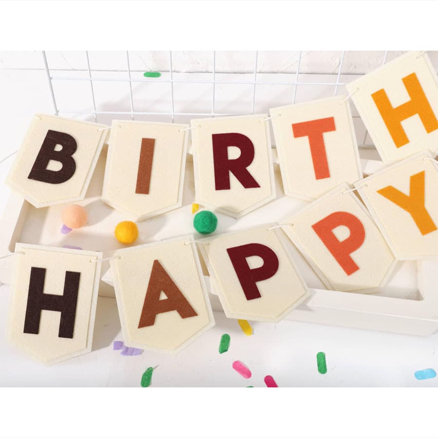 Factory Wholesale Felt Happy Birthday Banner Party Scene Decoration Birthday Colorful Flag Bunting