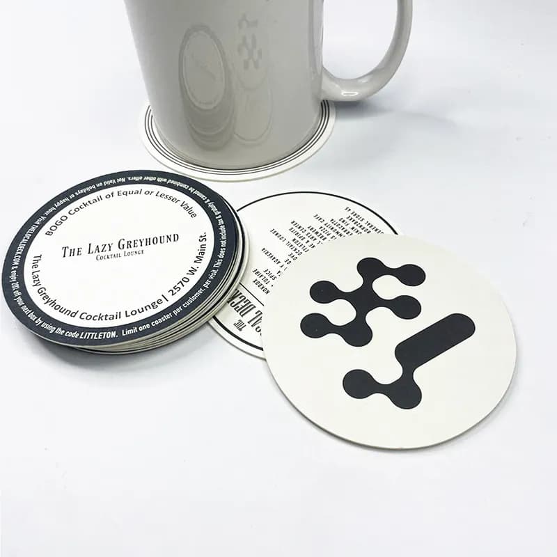 Absorbent Paper Coasters, Heat Insulation Pulp Coasters, Gold Stamping Embossed UV Glow-in-the-dark Hotel Coasters Custom Factory Cross-border Supply