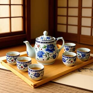 New Chinese Style Ceramic Teapot Office Home Tea Set Blue and White Porcelain Lifting Handle Teapot Home Brewing Tea Set Kettle Tea Set