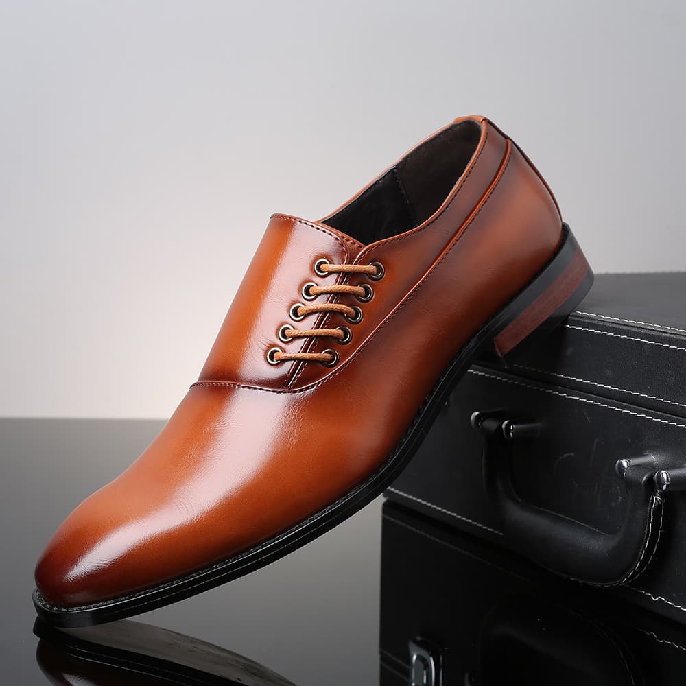 2026 New Men's Large Size Business Formal Leather Shoes Fashion Casual Side Lace-Up Men Shoes