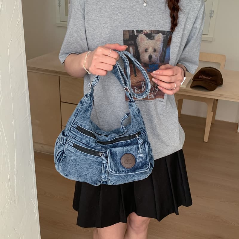 Cross-border Denim Bag for Women Large Capacity New Spring Casual Bag Crossbody Bag College Student Commuter Bag Dumpling Bag