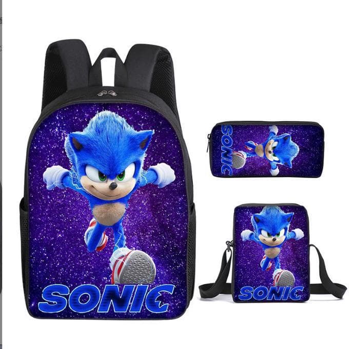 Best-selling SONIC Sonic Elementary School Backpack 3-Piece Set Anime Cartoon Backpack Shoulder Bag Pencil Case