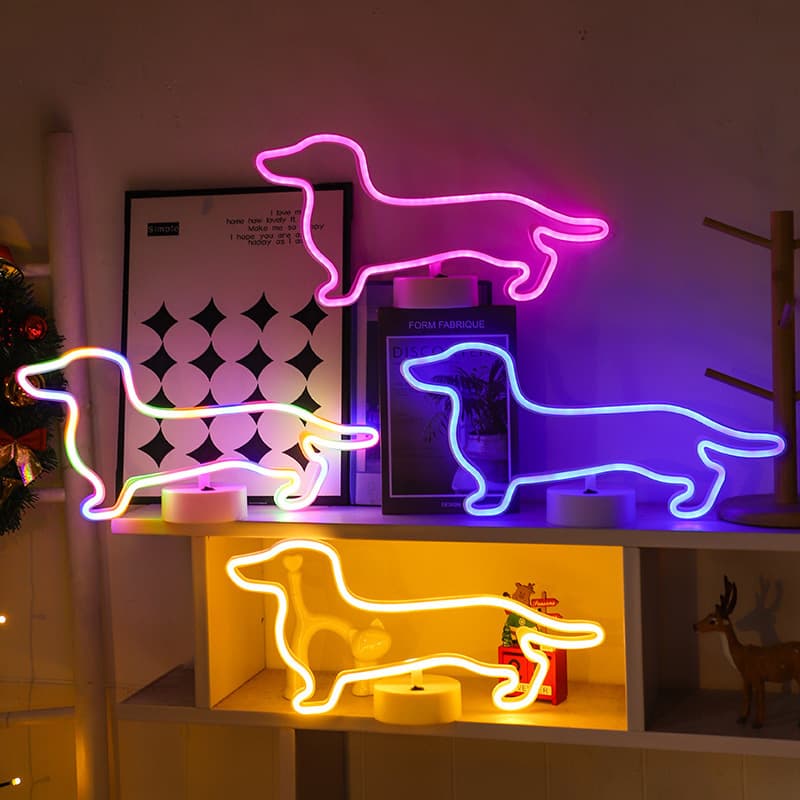 Dachshund Shape LED Neon Light with Base, New Cross-Border Indoor Creative Decorative Light Factory Supply