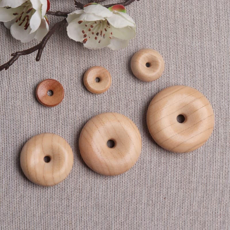 Peach Wood Peace Button Pendant Necklace Keychain Accessory DIY Children's Necklace Pendant Natural Wood Peace Button Accessories