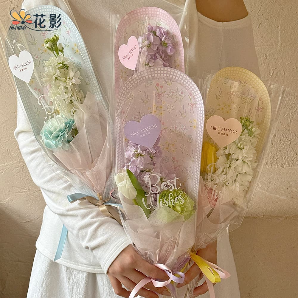 Huaying New Single-Stem Bag Carnation Bouquet Flower Wrapping Bag Fresh Flower Wrapping Paper Single Small Bouquet Wrapping Paper