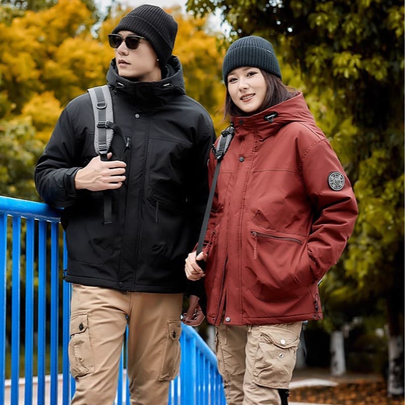 New Cross-Border Winter Thick Warm Coat for Men, Trendy Solid Color Hoodie, Casual Loose Jacket 2113