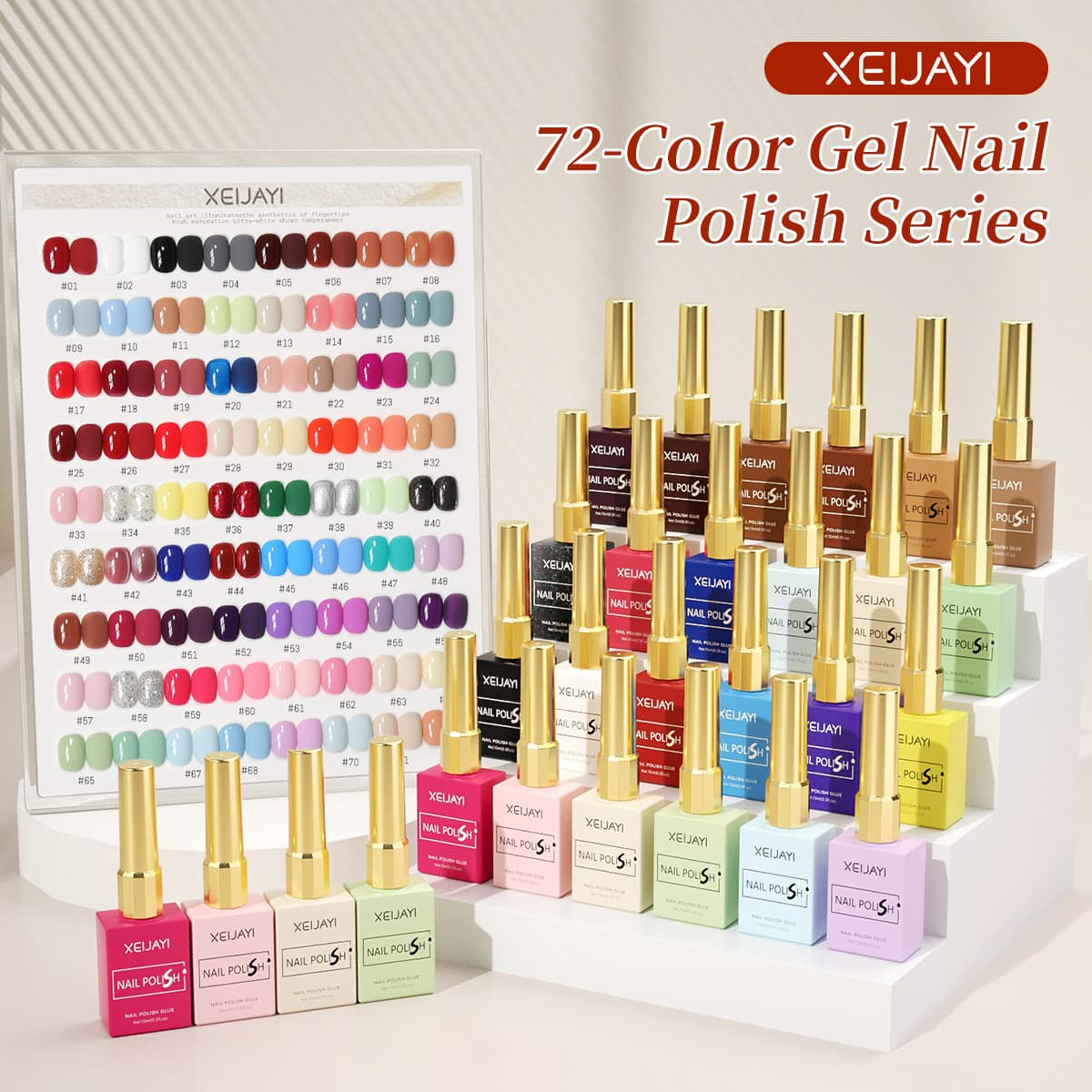 Xeijayi Colorful Square Bottle 15ml 72 Color Pure Color New Nail Polish Gel Nail Salon Factory Wholesale Available in Bulk