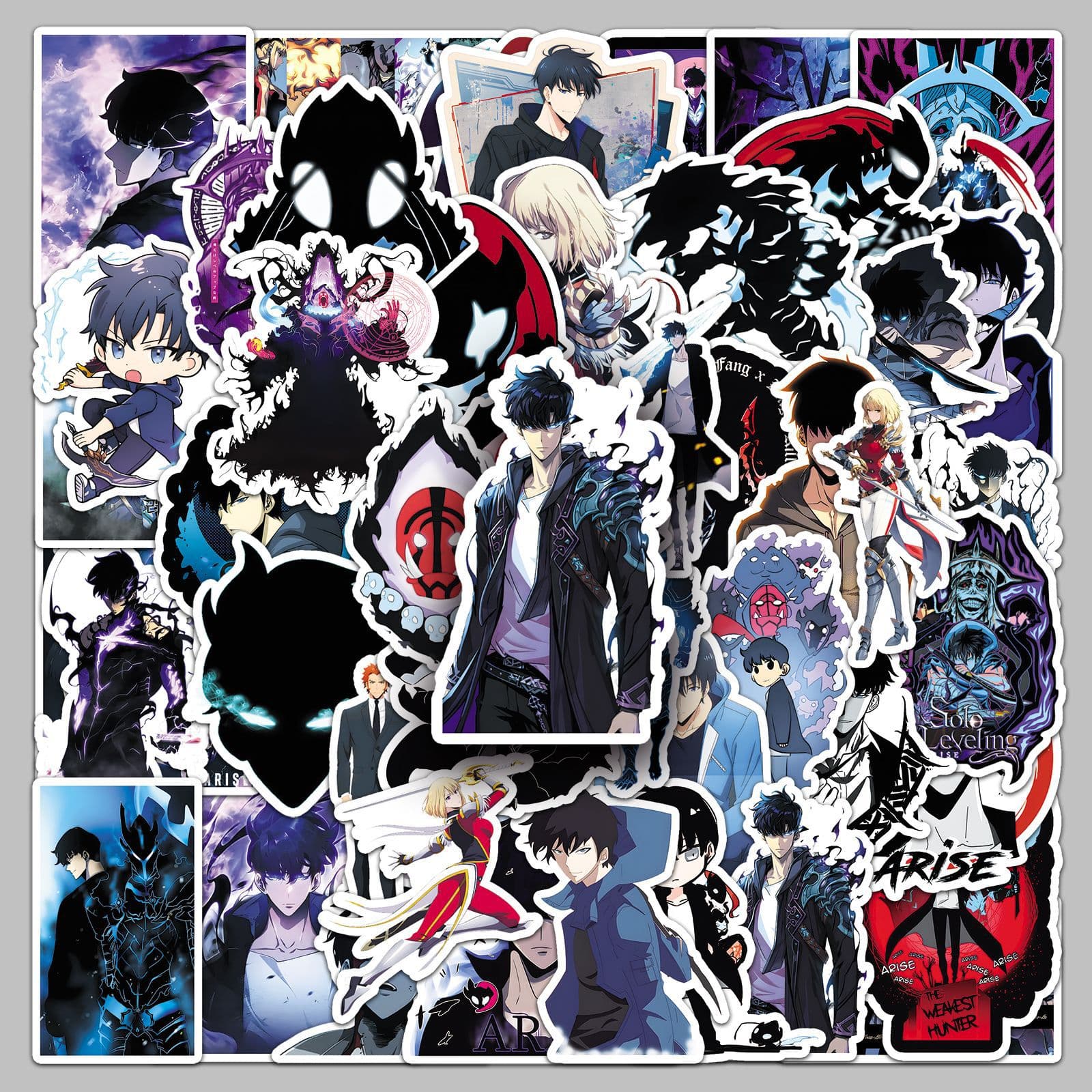 50 Pieces Solo Leveling Stickers Anime DIY Phone Case Notebook Car Decals