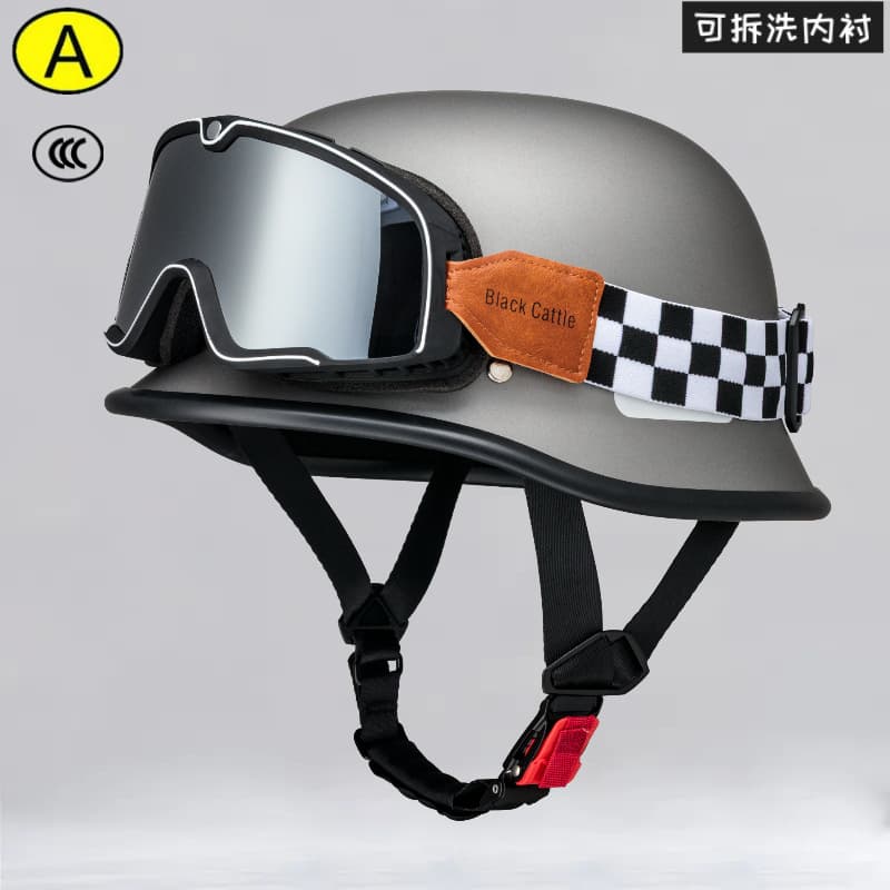 3C Certified Retro Motorcycle Helmet Half Helmet Skull Cap German Style Steel Helmet for Harley Soldier Helmet Cruiser Half Helmet