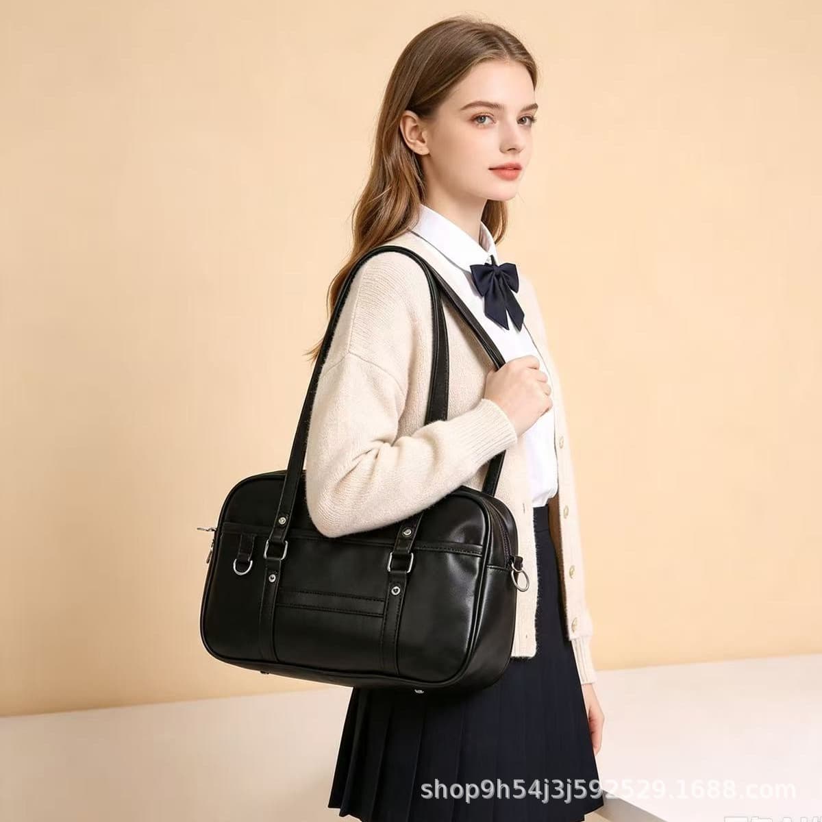 Uniform Bag PU Women's Crossbody Commuter Bag Solid Color Shoulder Bag Japanese Style Campus Leather Tote Bag JK Uniform Bag
