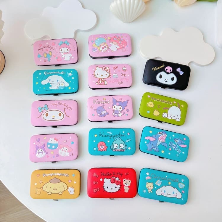 New Cute Ugly Fish 7-Piece Nail Clipper Set Home PU Manicure Tool Kuromi Girl Heart Nail Clippers
