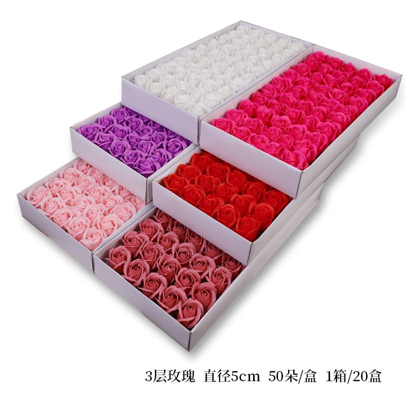Valentine's Day Export 3-Layer Water Splash Soap Flower Head Gift Box, Wedding Valentine's Day Artificial Flower Accessories Roses