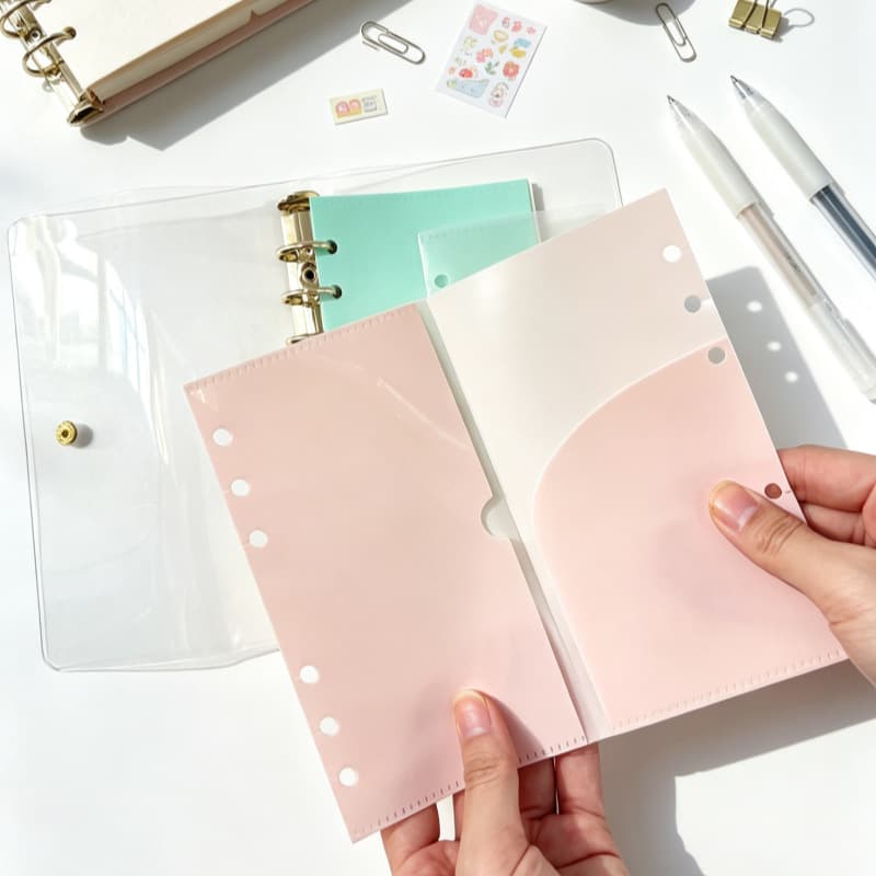 Cross-border In-Stock A6 6-Hole Side-Opening Refillable PP Pockets, Left/Right Opening Transparent Refill Sleeves for Journaling