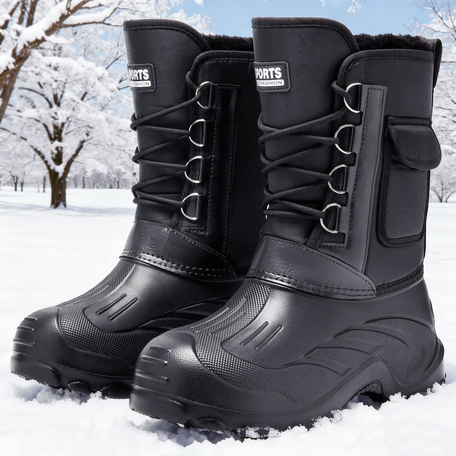 Men's snow boots, dropshipping available, plus size, warm, waterproof, antifreeze, thickened, long boots.
